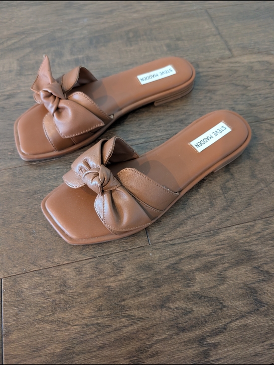 Steve Madden Shoes - Steve Madden Catumm Brown Bow Slide Sandals Size 8